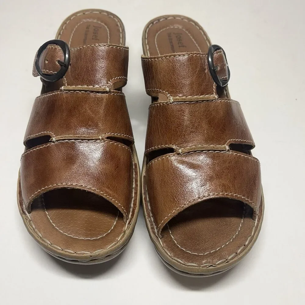 Josef Seibel Womens Catalonia 25 Dolomite Sandals Size 42 Leather Camel Slide
